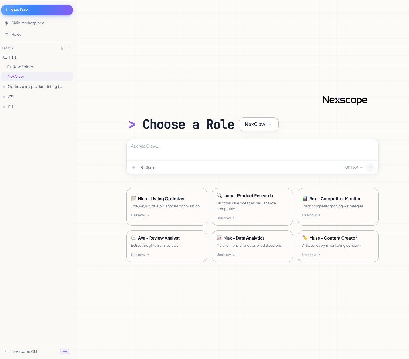 Nexscope AI Agent for Amazon Sellers - Ready-to-use e-commerce automation with pre-built skills