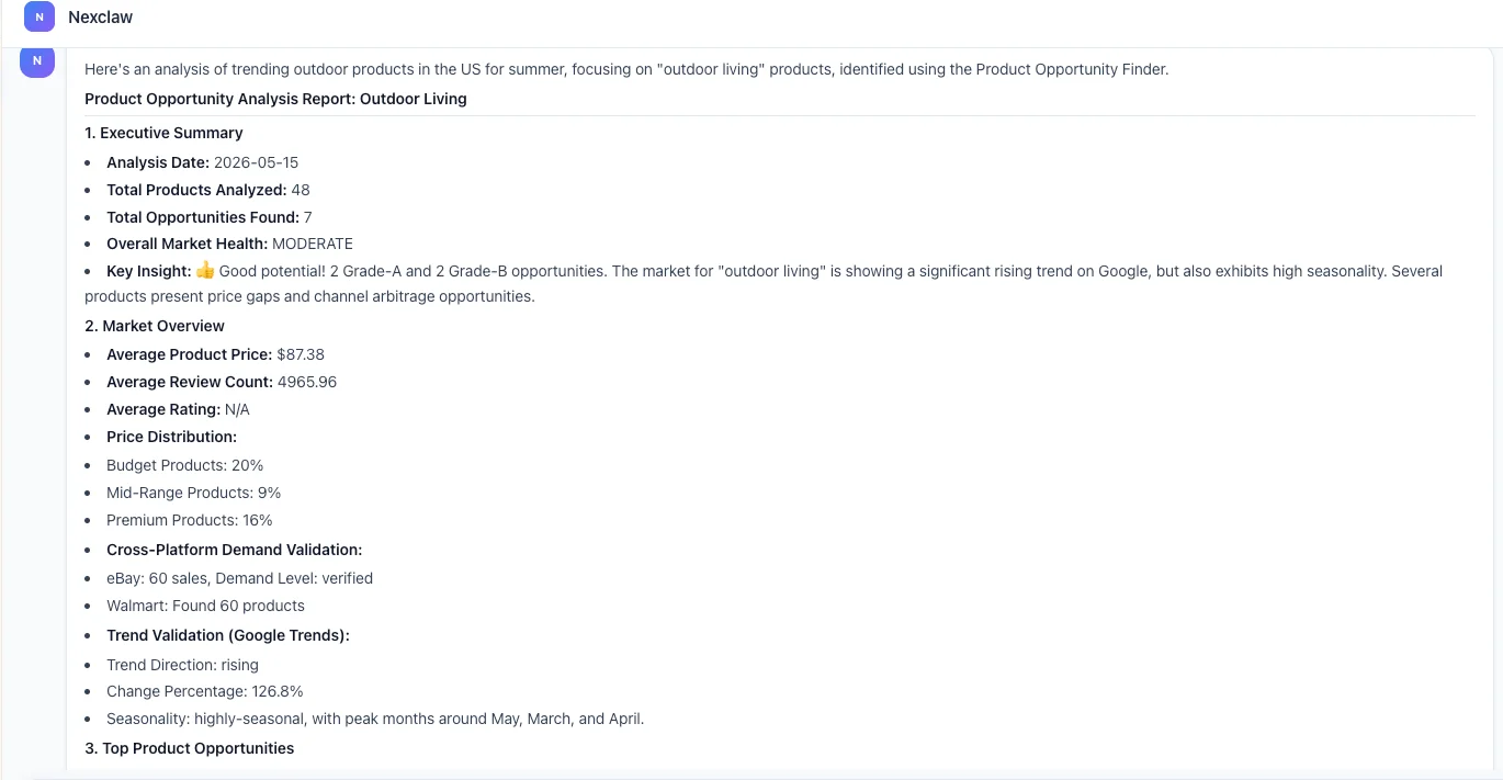 Nexscope product opportunity analysis report