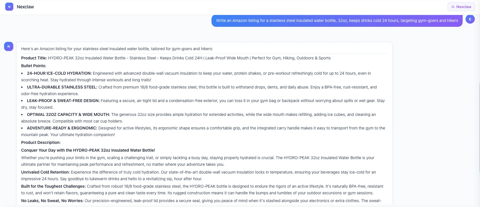 Nexscope Amazon listing generator