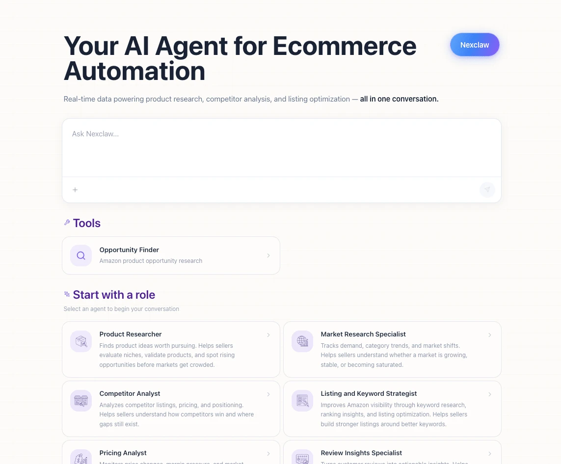 Nexscope AI Agent - e-commerce research assistant with real-time data