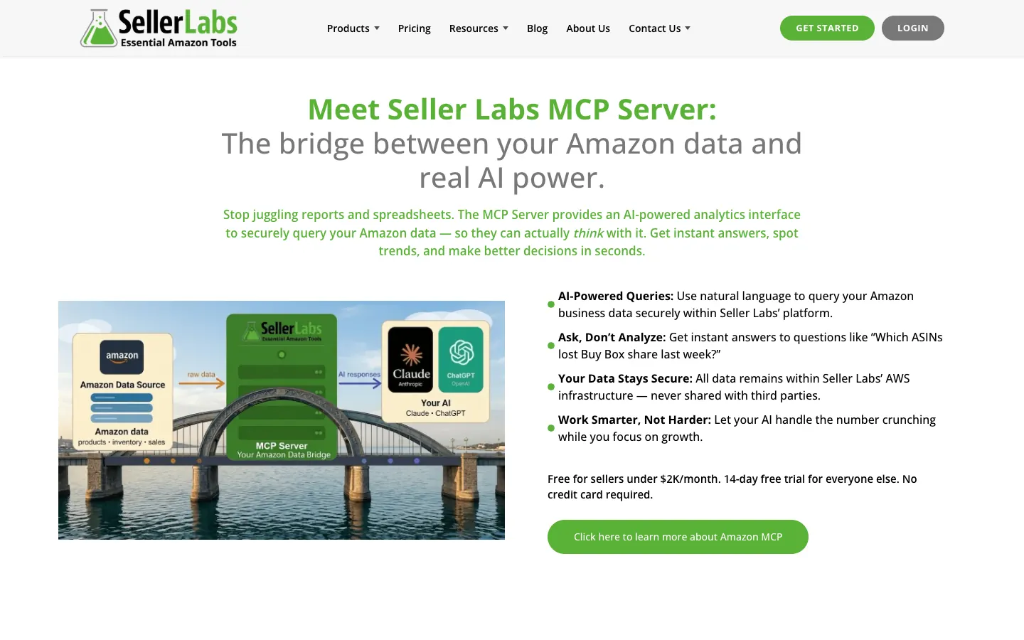 Seller Labs Amazon seller tools and MCP server screenshot