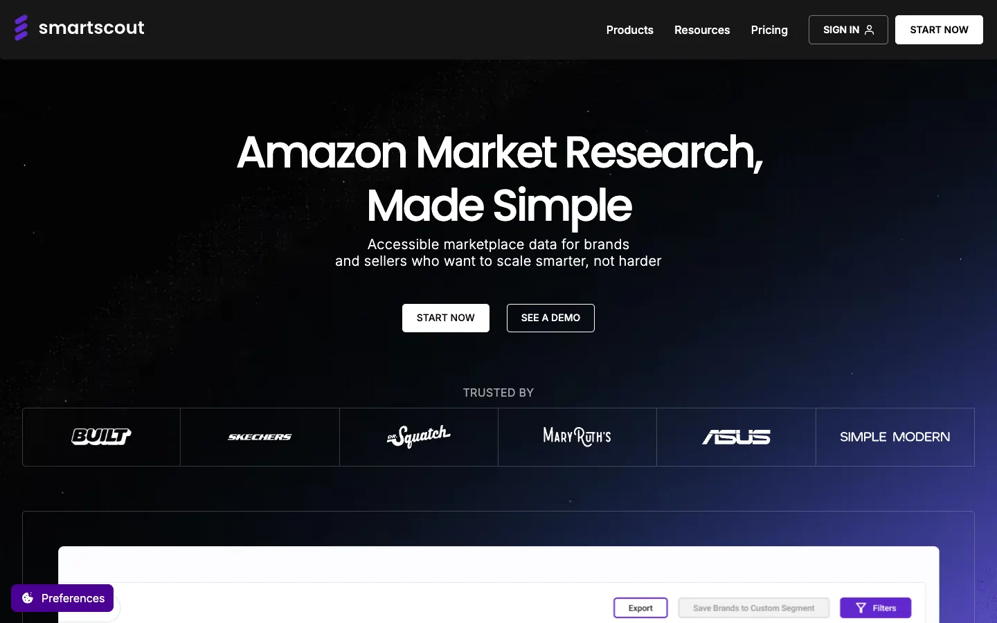 SmartScout Amazon market intelligence product screenshot
